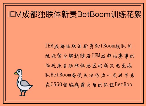 IEM成都独联体新贵BetBoom训练花絮